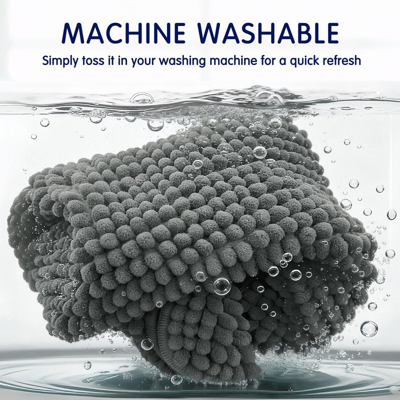 SUBRTEX Bathroom Rugs, 20" x 32" Chenille Bath Rug Soft Short Plush Bath Mat Soft Shower Mat Water Absorbent Shower Mat Quick Dry Machine Washable, Gray - Image 5